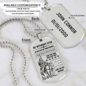 Knight Templar Dog Tag - Be Without Fear - Crusades - Chivalry - Religious Zeal - Templar Wealth - Mysterious Legacy - Knight Templar Necklace - Engrave Dog Tag