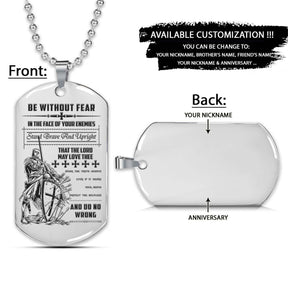 Knight Templar Dog Tag - Be Without Fear - Crusades - Chivalry - Religious Zeal - Templar Wealth - Mysterious Legacy - Knight Templar Necklace - Engrave Dog Tag