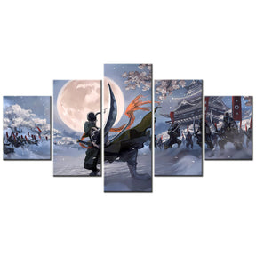 Samurai - 5 Pieces Wall Art - Ninja - Samurai - Printed Wall Pictures Home Decor - Samurai Poster - Samurai Canvas