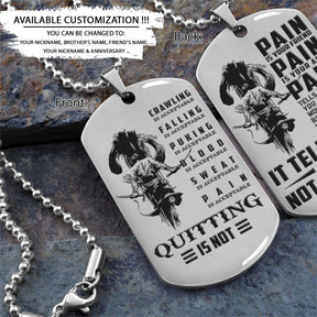 Samurai Dog Tag - Quitting Is Not - PAIN - You Are Not Dead Yet - Bushido - Katana - Ronin - Miyamoto Musashi - Samurai Necklace - Engrave Dog Tag