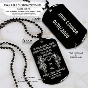 Samurai Dog Tag - Call On Me Brother - Bushido - Katana - Ronin - Miyamoto Musashi - Samurai Necklace - Engrave Dog Tag