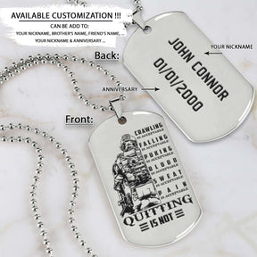 Soldier Dog Tag - Quitting Is Not - Army - Navy - Marines - Air Force - Soldier Necklace - Engrave Dog Tag