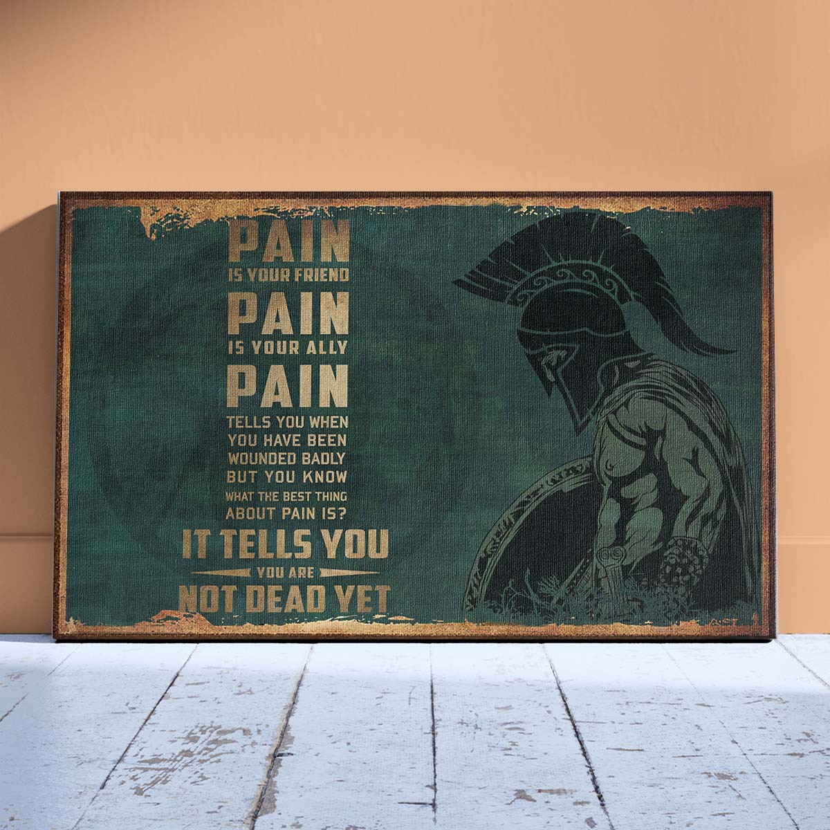 Spartan Wall Art - Spartan Poster - Spartan Canvas - PAIN - You Are Not Dead Yet - WA117 - Spartan Warrior - Horizontal Poster - Horizontal Canvas