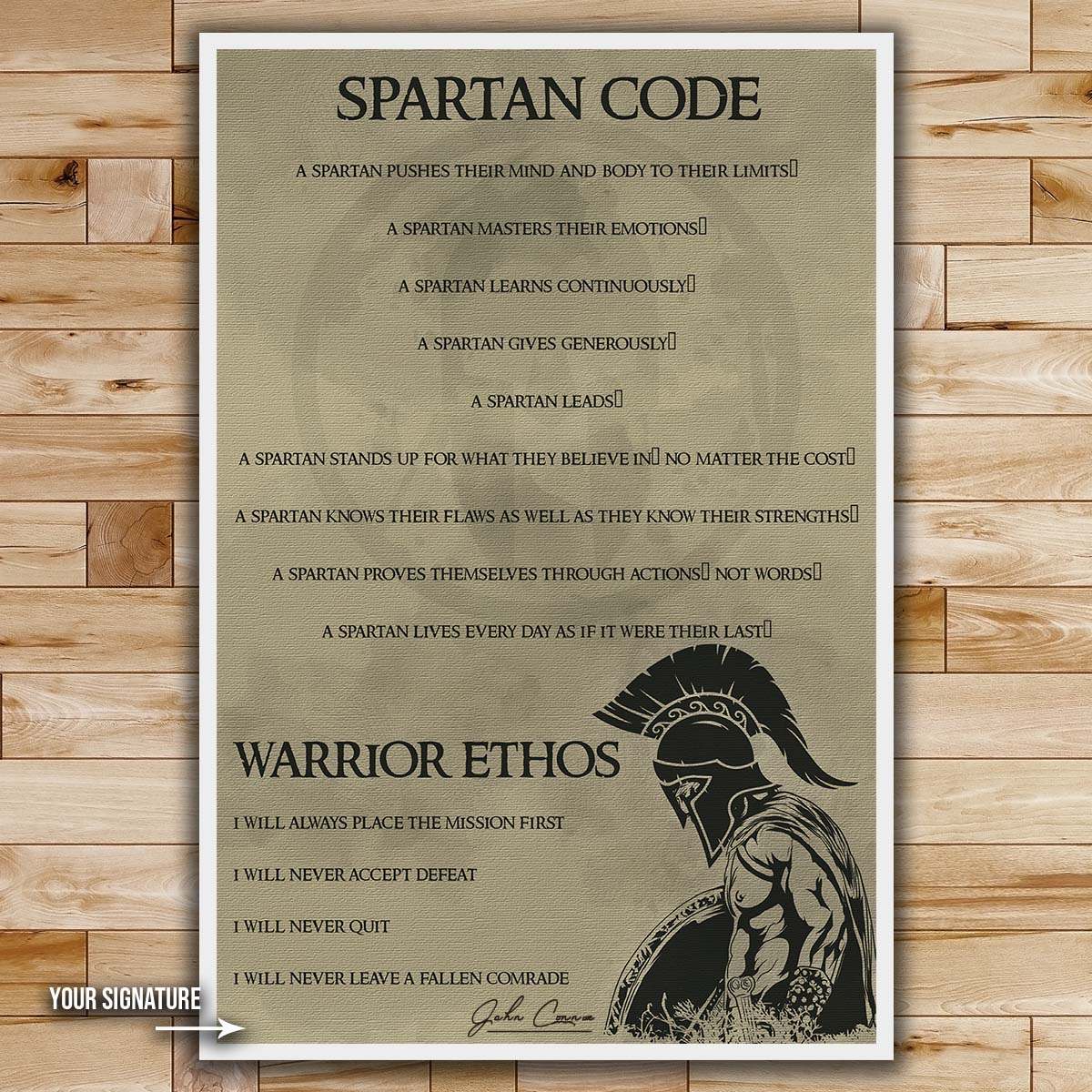 Spartan Wall Art - Spartan Poster - Spartan Canvas - Spartan Code - Warrior Ethos - WA039 - Spartan Warrior - Vertical Poster - Vertical Canvas